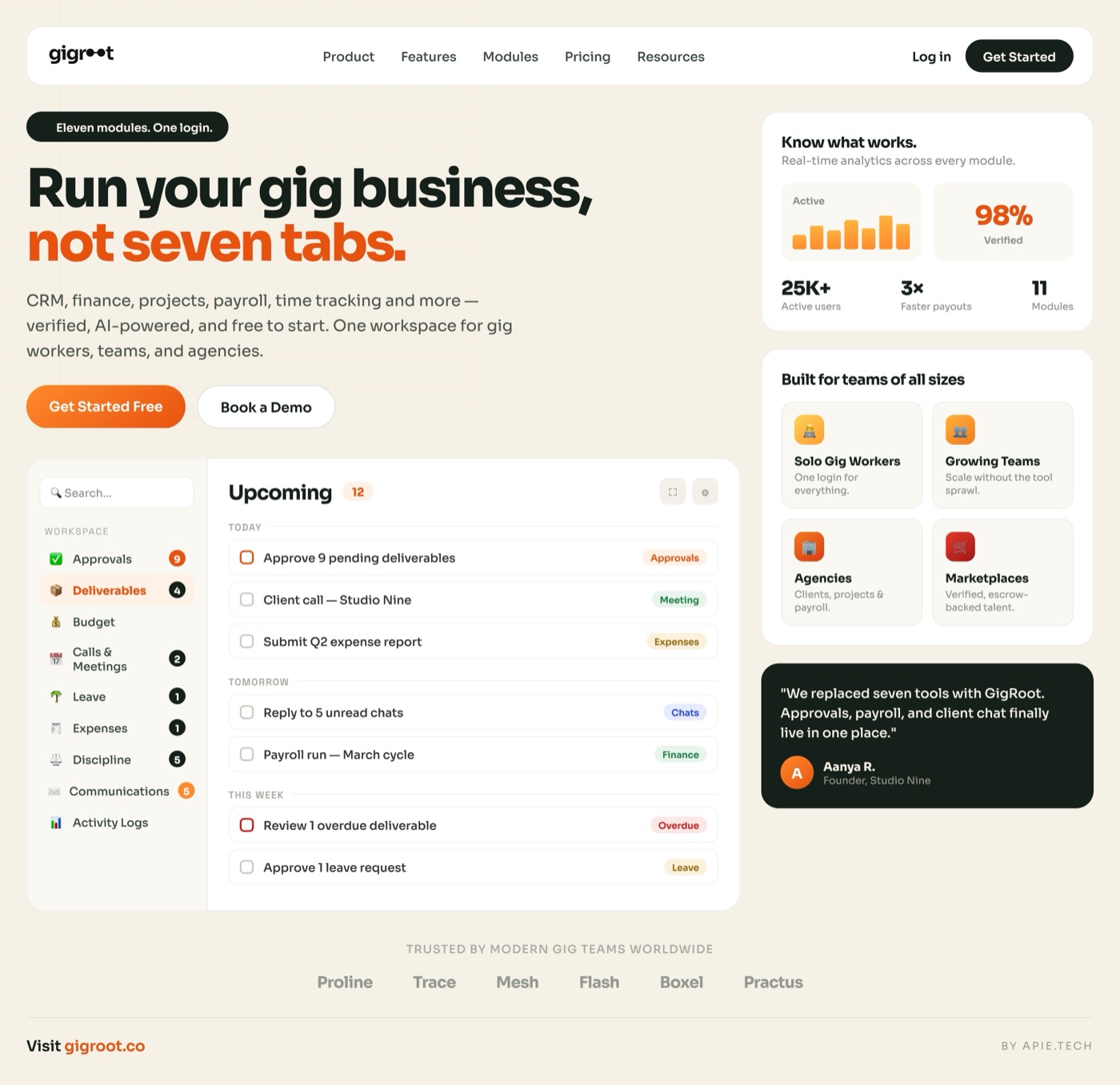 GigRoot — run your gig business, not seven tabs